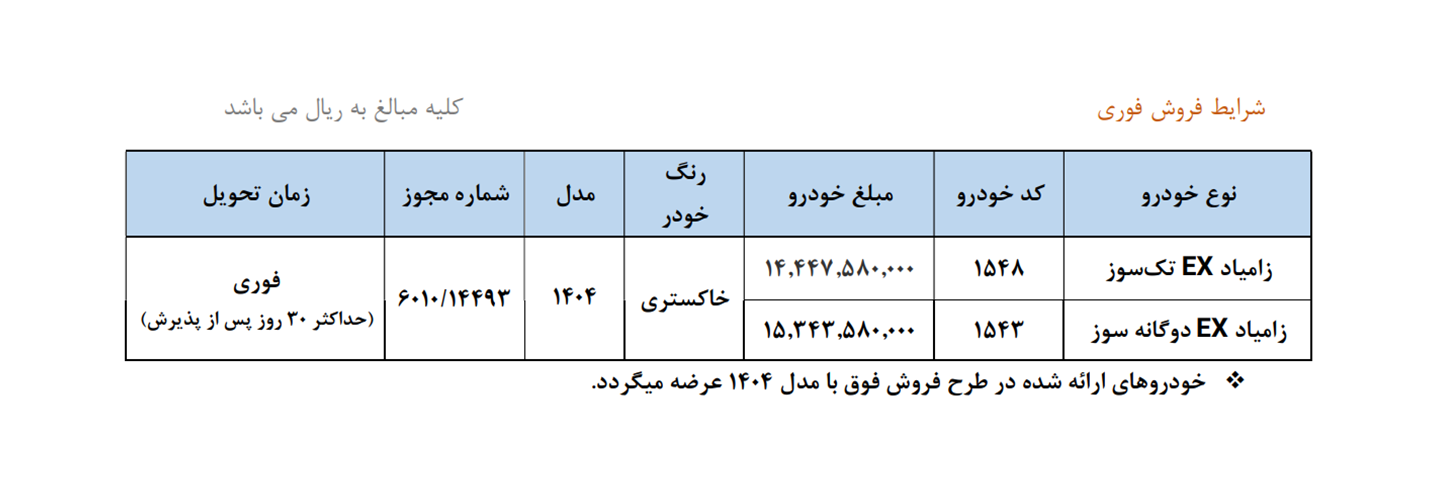 شرایط فروش زامیاد و ثبت نام وانت نیسان (1405)