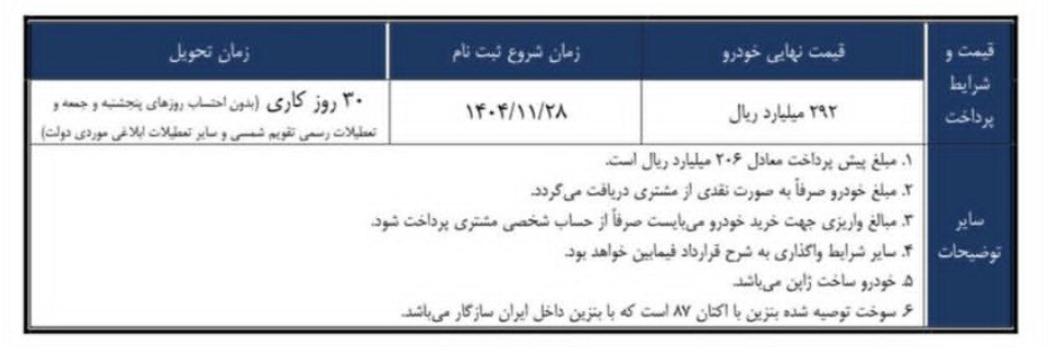 شرایط فروش آذریوردسال (1405)