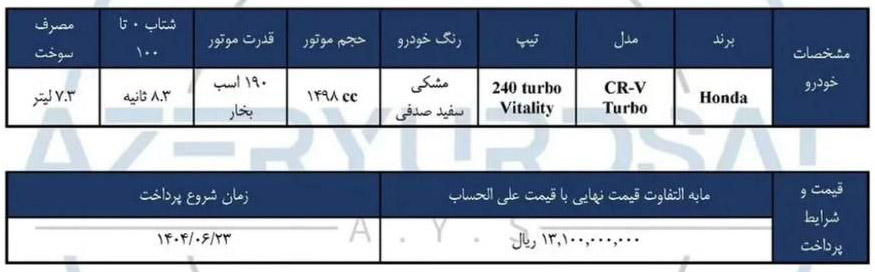 شرایط فروش آذریوردسال (1405)