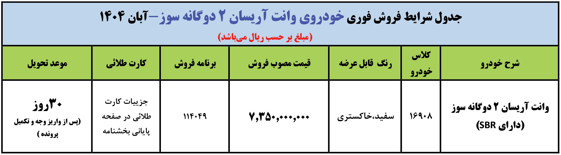شرایط فروش آریسان 2 و ثبت نام وانت اریسان (1405)
