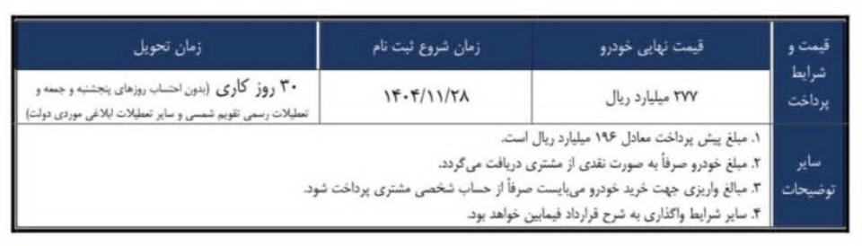 شرایط فروش آذریوردسال (1405)