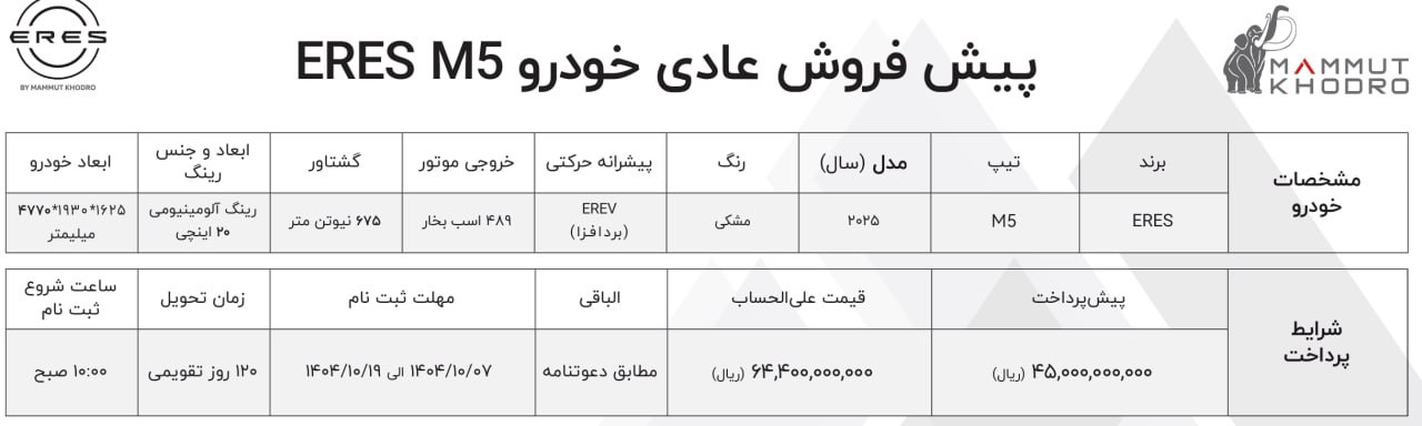 شرایط فروش ماموت خودرو (1405)