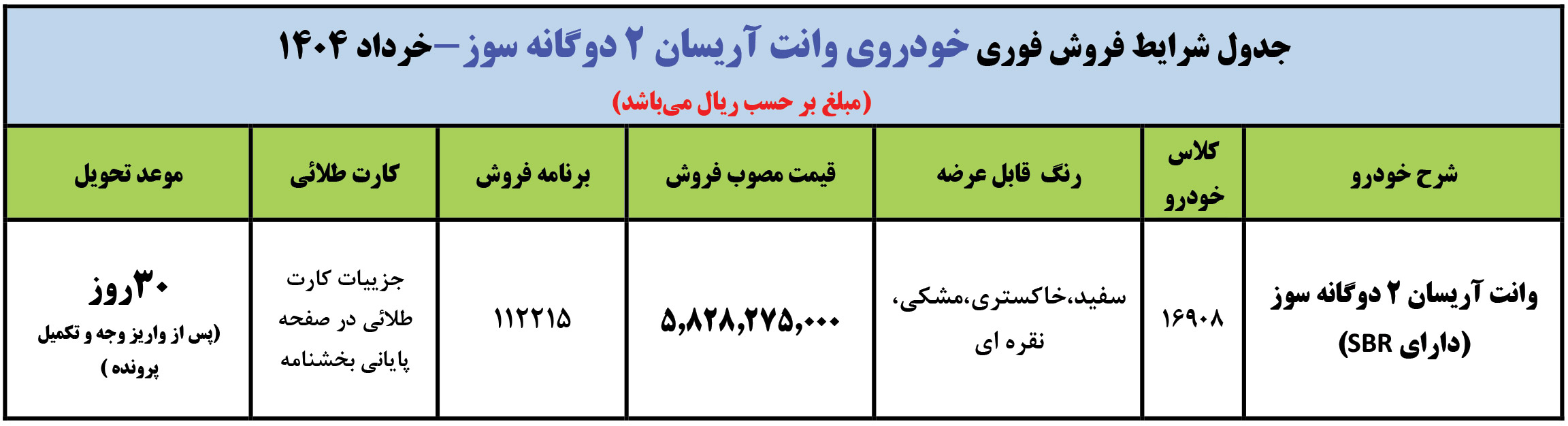 شرایط فروش آریسان 2 و ثبت نام وانت اریسان (1405)