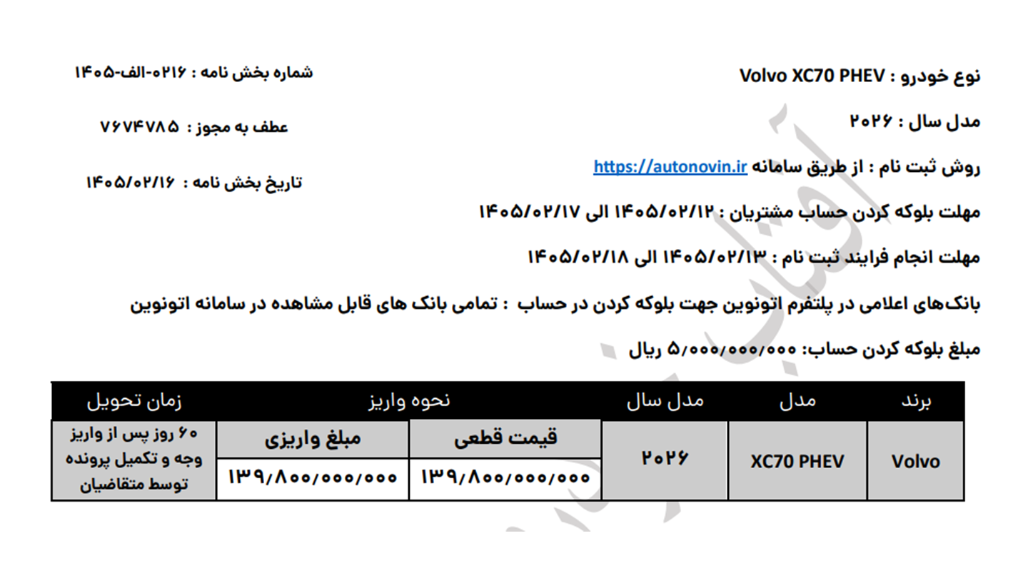 شرایط فروش آفتاب خودرو (1405)