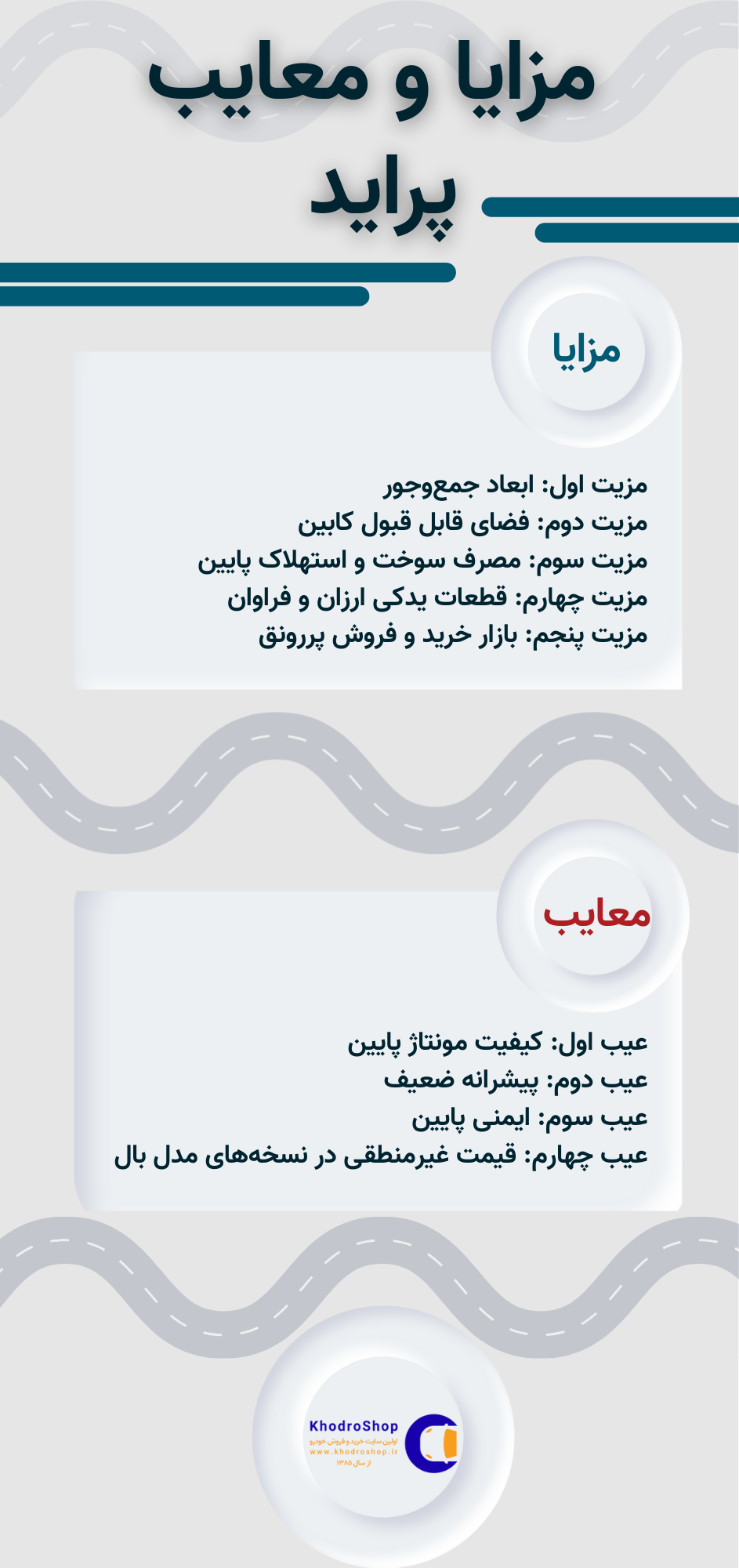 اینفوگرافیک مزایا و معایب پراید