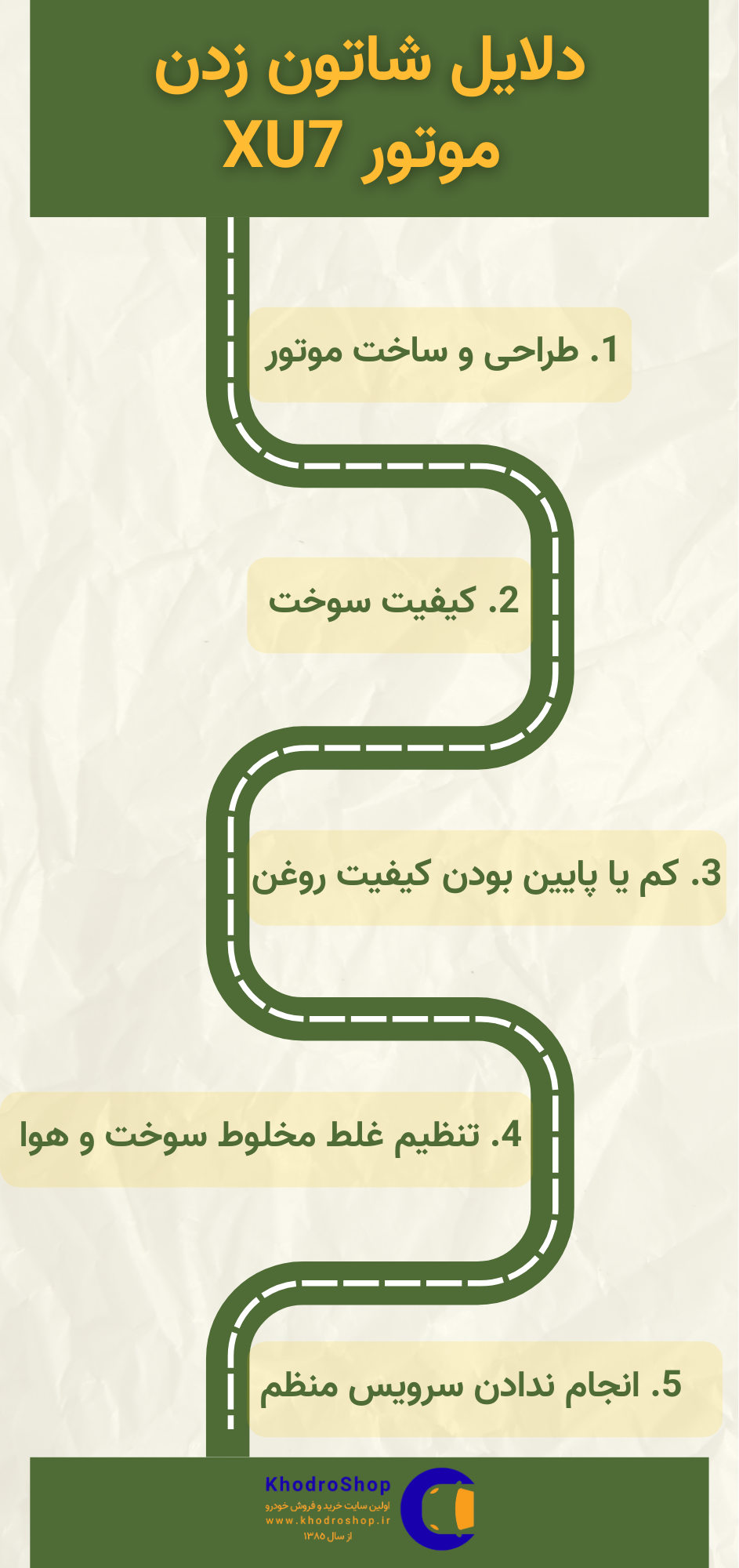 اینفوگرافیک دلایل شاتون زدن موتور XU7