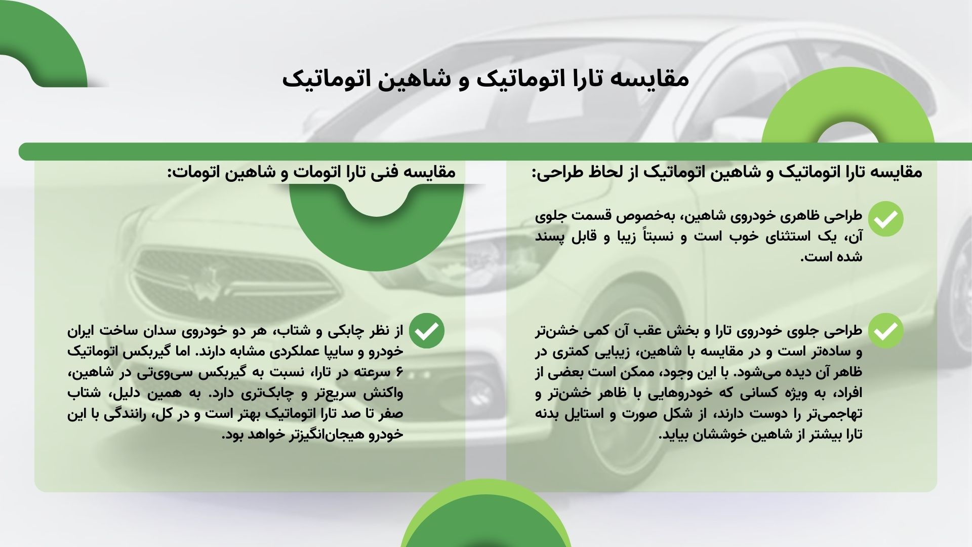 اینفوگرافیک مقایسه تارا اتوماتیک و شاهین اتوماتیک