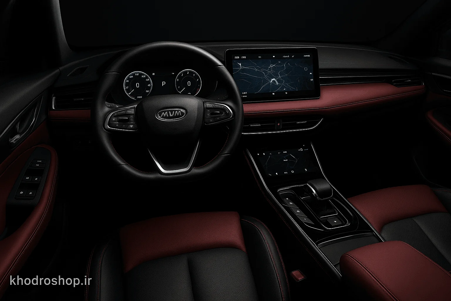 کابین داخلی ام‌وی‌ام X55 Pro 1403—نمایشگر لمسی ۱۰.۲۵ اینچی، صندلی‌های چرمی ارگونومیک و فرمان چندمنظوره.